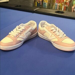 Vans Women's Pink and White Sneakers